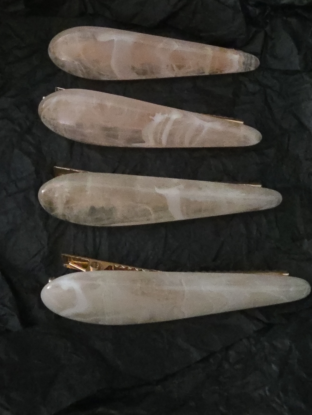 Neutral Marble Resin Hair Clip Set - 4 Pack